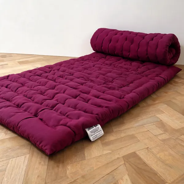 Pink_Cotton_Checked_Quilted_Floor_Mattress_With_Bolster_Bedroom