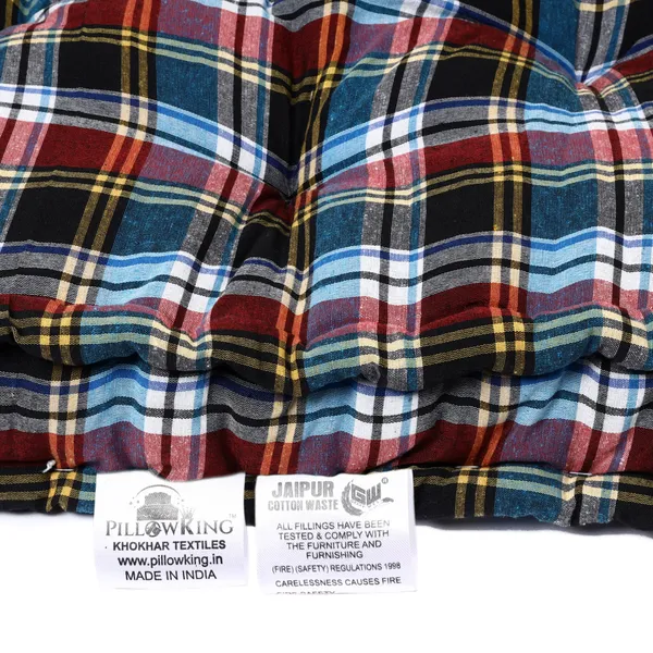 Multicolor_Cotton_Quilted_Plaid_Floor_Mattress_Bedroom
