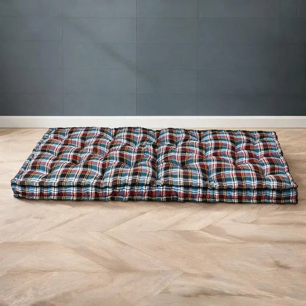 Multicolor_Cotton_Quilted_Plaid_Floor_Mattress_Bedroom
