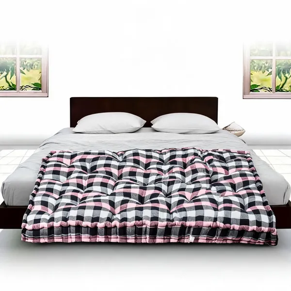Multicolor_Cotton_Quilted_Checkered_Bed_Bedroom