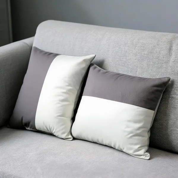 White__And__Grey_Fiber_Colour_Block_Pillow_Set_Bedroom_Set_Of_2