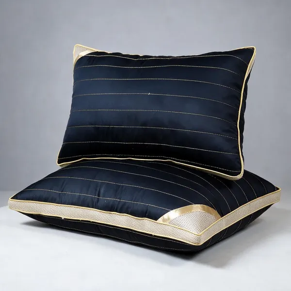 Navy_Blue_Fiber_Solid_Bed_Pillow_Set_Bedroom_Set_Of_2