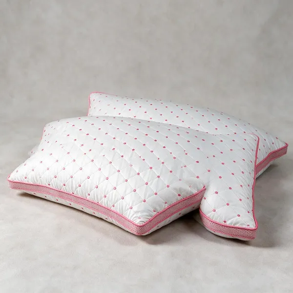White_Fiber_Quilted_Geometric_Pattern_Bed_Pillow_Set_Bedroom_Set_Of_2