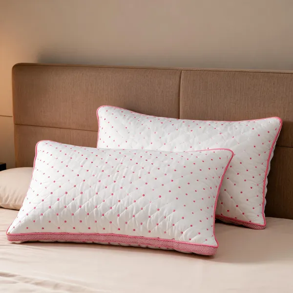 White_Fiber_Quilted_Geometric_Pattern_Bed_Pillow_Set_Bedroom_Set_Of_2