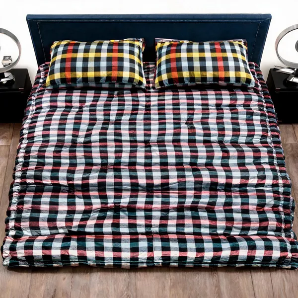 Multicolor_Cotton_Checkered_Double_Bed_Dohar_Bedroom