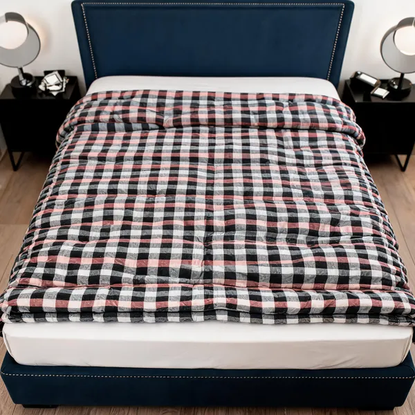 Multicolor_Cotton_Checkered_Double_Bed_Dohar_Bedroom