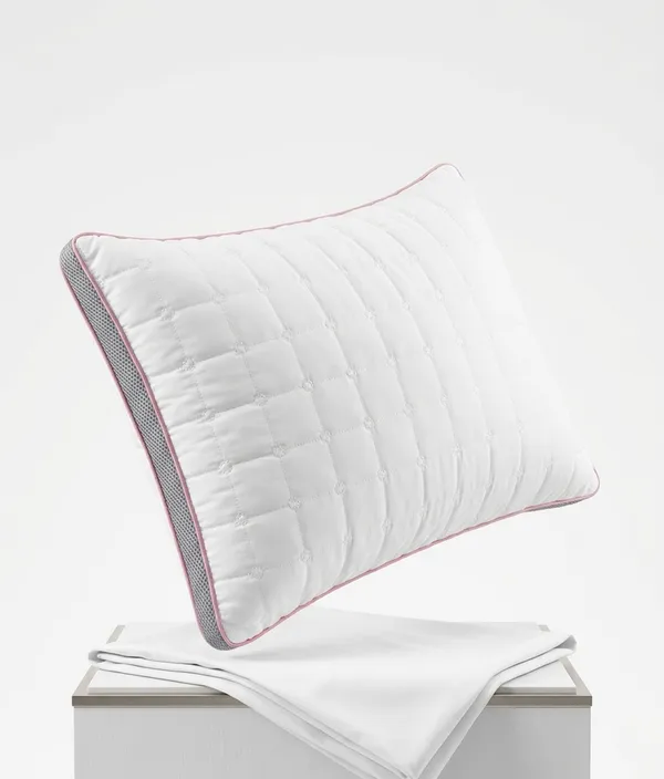 White_Fiber_Quilted_Geometric_Pattern_Bed_Pillow