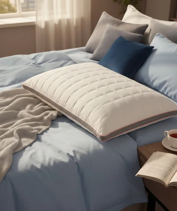 White_Fiber_Quilted_Geometric_Pattern_Bed_Pillow