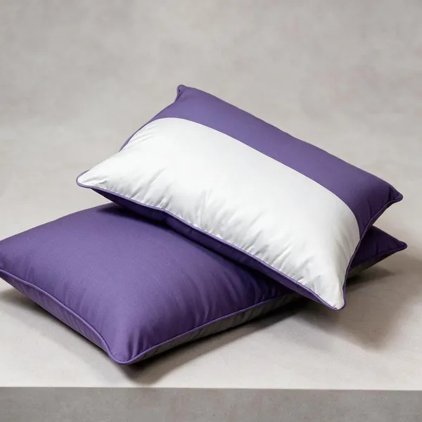 White__And__Purple_Fiber_Solid_Bed_Pillow_Set_Bedroom_Set_Of_2