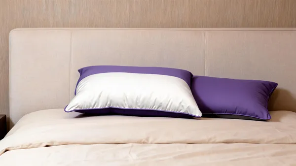 White__And__Purple_Fiber_Solid_Bed_Pillow_Set_Bedroom_Set_Of_2