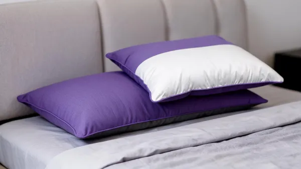 White__And__Purple_Fiber_Solid_Bed_Pillow_Set_Bedroom_Set_Of_2