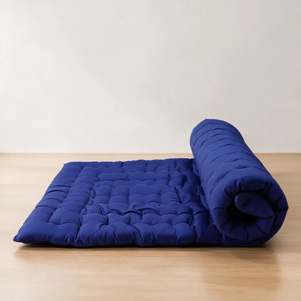 Navy_Blue_Cotton_Quilted_Rollable_Floor_Mattress_Bedroom
