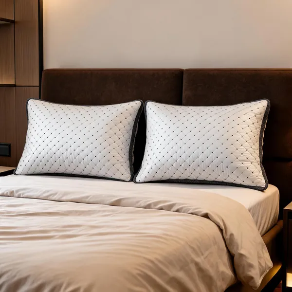 White_Fiber_Quilted_Geometric_Pattern_Pillow_Bedroom_Set_Of_2