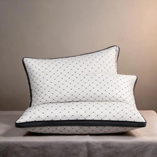 White_Fiber_Quilted_Geometric_Pattern_Pillow_Bedroom_Set_Of_2