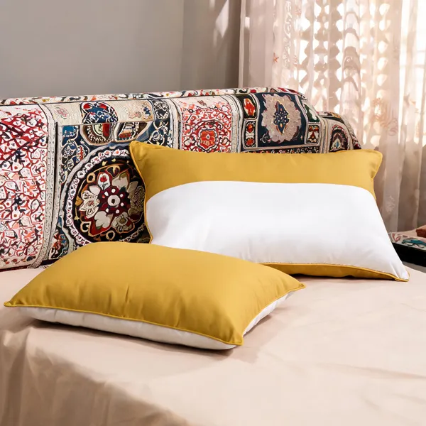 Mustard__And__White_Fiber_Solid_Pillow_Set_Bedroom_Set_Of_2