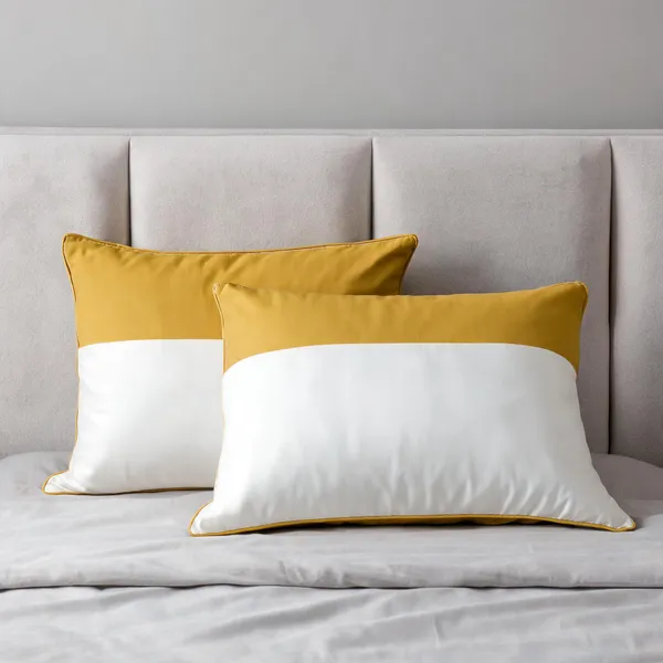 Mustard__And__White_Fiber_Solid_Pillow_Set_Bedroom_Set_Of_2