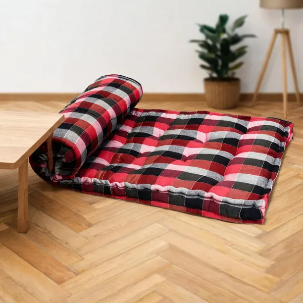 Red_Cotton_Quilted_Checkered_Floor_Mattress_Bedroom