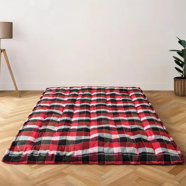 Red_Cotton_Quilted_Checkered_Floor_Mattress_Bedroom