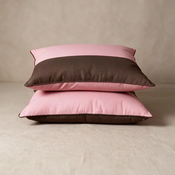 Pink__And__Brown_Fiber_Reversible_Solid_Cushion_Set_Bedroom_Set_Of_2
