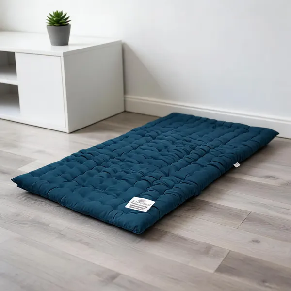 Turquoise_Cotton_Quilted_Rollable_Floor_Mattress_Bedroom