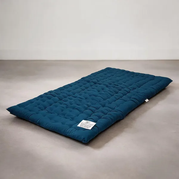 Turquoise_Cotton_Quilted_Rollable_Floor_Mattress_Bedroom