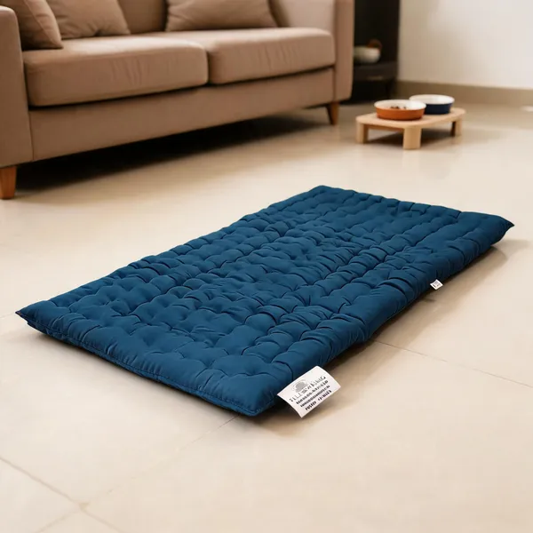Turquoise_Cotton_Quilted_Rollable_Floor_Mattress_Bedroom