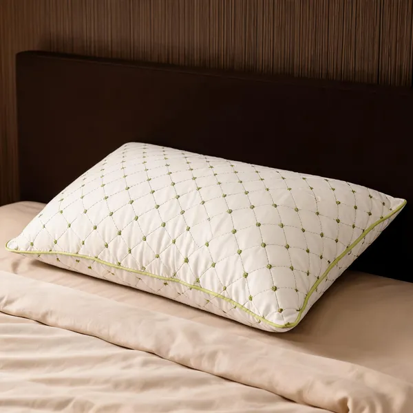 White_Fiber_Quilted_Pattern_Sleeping_Pillow_Bedroom
