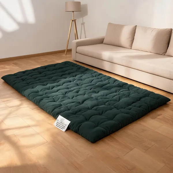 Green_Cotton_Solid_Quilted_Floor_Mattress_Bedroom