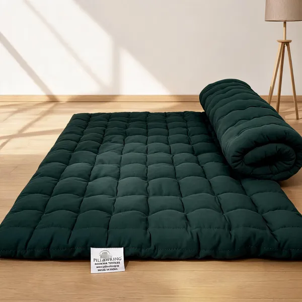 Green_Cotton_Solid_Quilted_Floor_Mattress_Bedroom