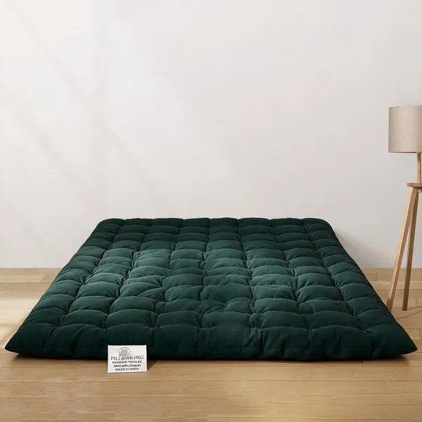 Green_Cotton_Solid_Quilted_Floor_Mattress_Bedroom