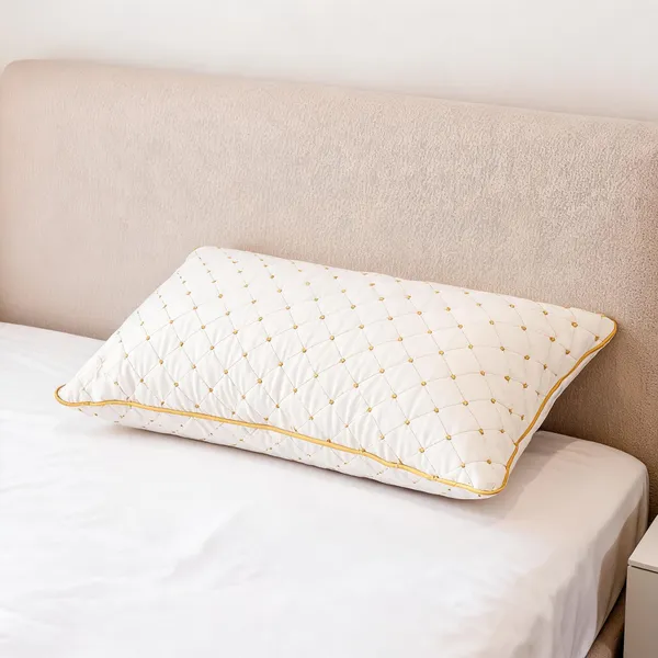 White_Fiber_Quilted_Pattern_Pillow_Bedroom