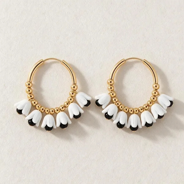 Gold-Tone_Floral_Charm_Hoop_Earrings_For_Women