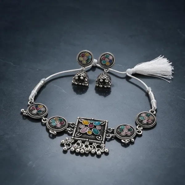 Silver_Oxidised_Floral_Necklace_And_Jhumka_Earrings_Set_For_Women