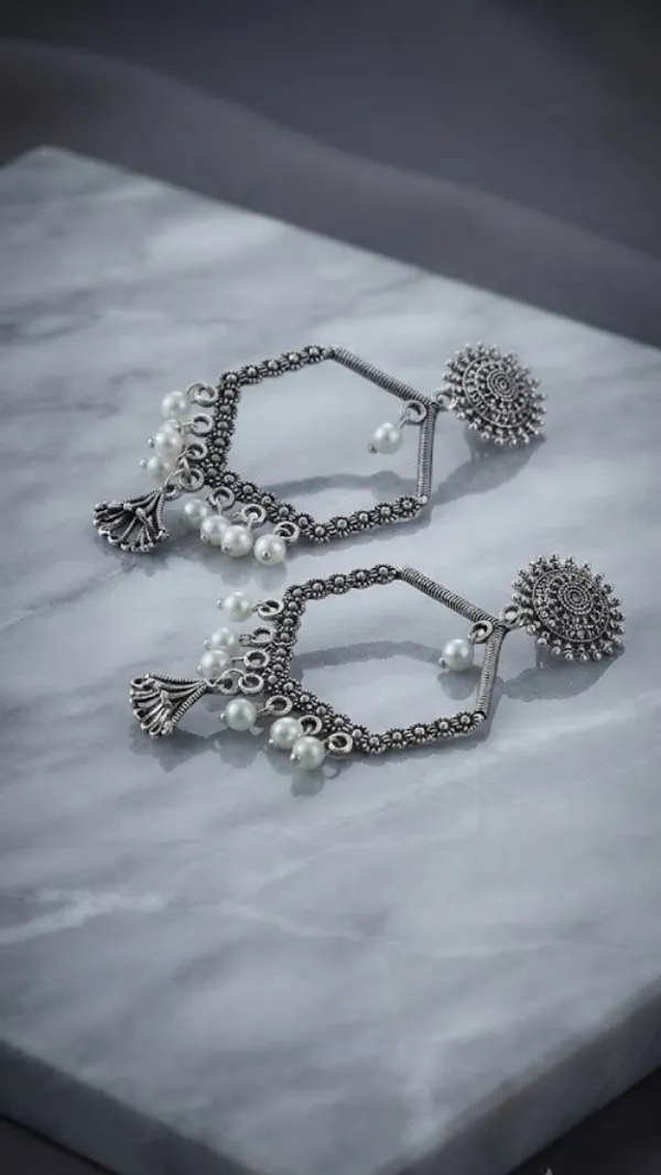 Silver_Oxidized_Pearl_Fan_Drop_Dangle_Earrings_For_Women