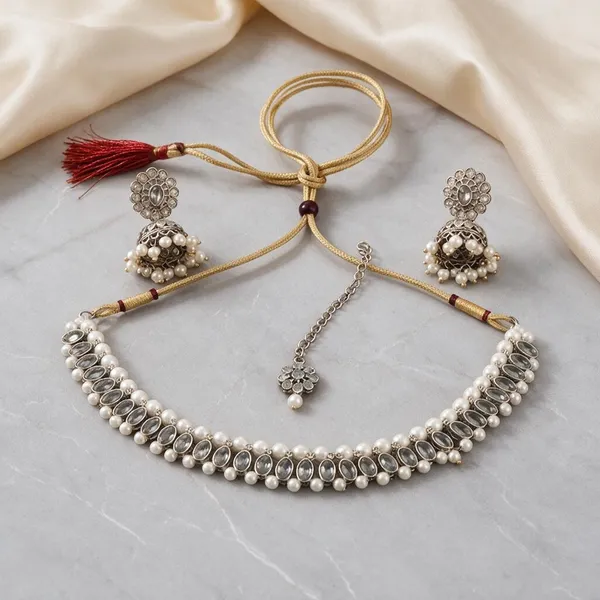 Silver_Tone_Pearl_Detail_Traditional_Jewellery_Set_For_Women