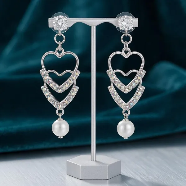 Silver-Tone_Rhinestone_Linked_Heart_Drop_Earrings_For_Women