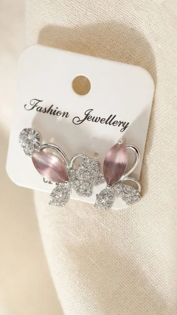Silver-Tone_Floral_Leaf_Stud_Earrings_For_Women