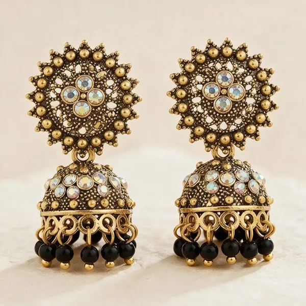Gold_Antique_Tone_Dome_Jhumka_Earrings_For_Women