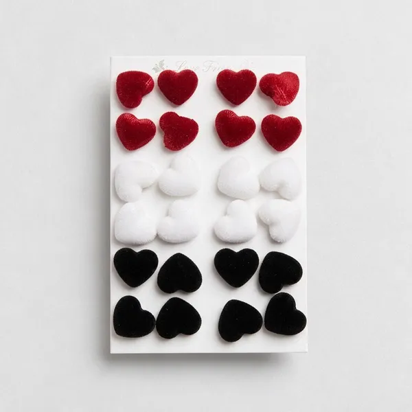 Multicolor_Velvet_Heart_Shaped_Stud_Earrings_For_Women