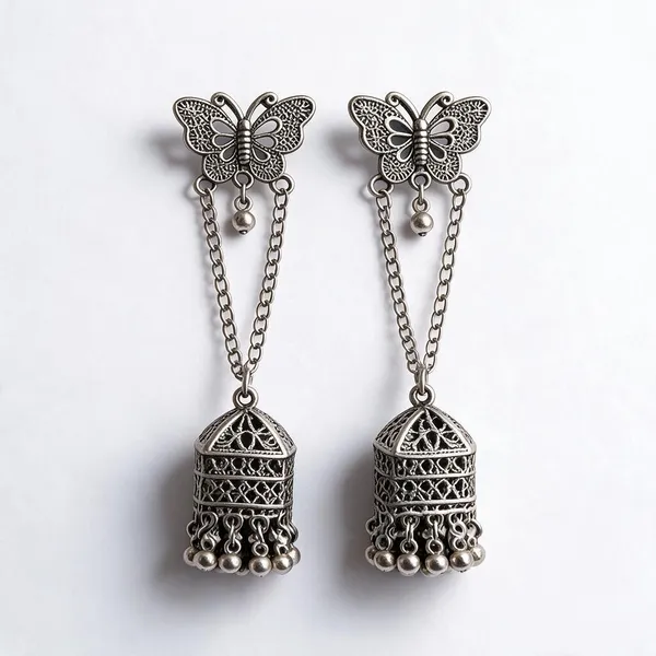 Silver_Butterfly_Filigree_Jhumka_Earrings_For_Women