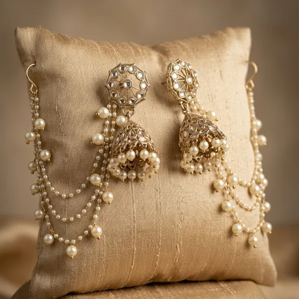 Gold-Tone_Multi-Strand_Pearl_Bridal_Jewellery_Set_For_Women