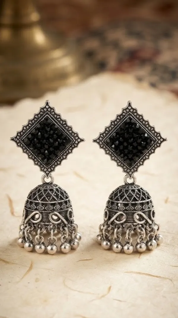 Silver_Oxidized_Square_Jhumka_Earrings_For_Women