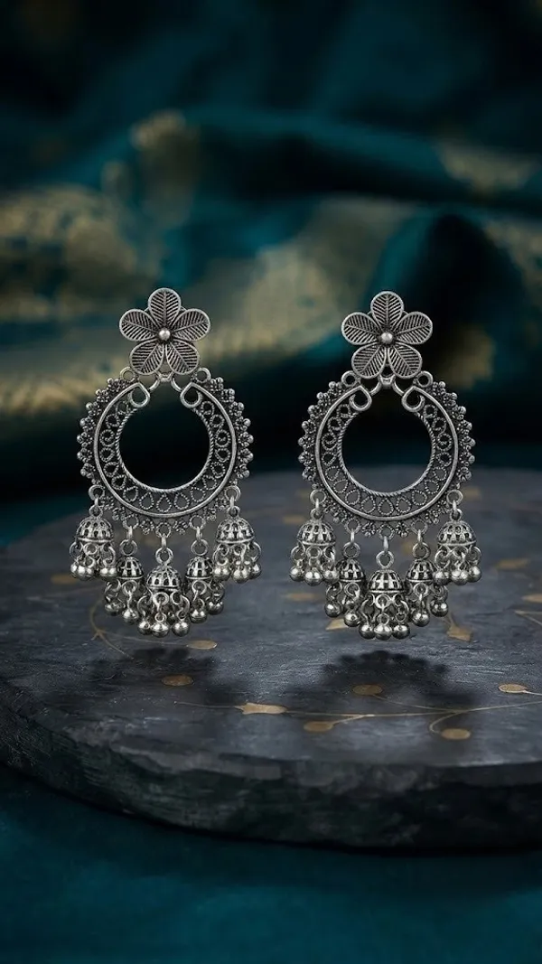 Silver_Oxidized_Floral_Filigree_Jhumka_Earrings_For_Women