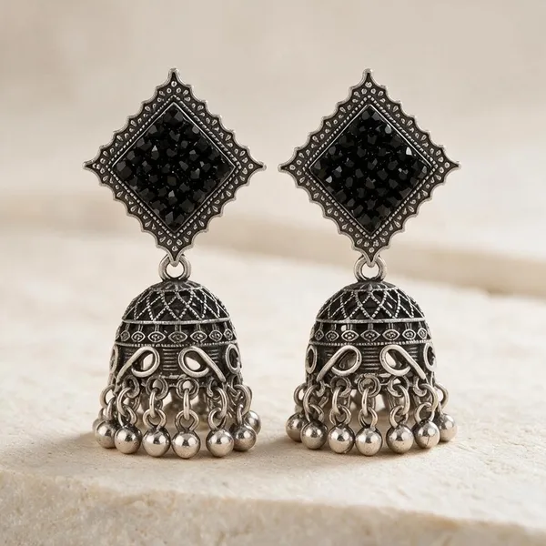Silver_Oxidized_Square_Jhumka_Earrings_For_Women