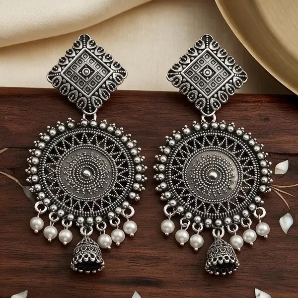Silver_Oxidized_Layered_Jhumka_Earrings_For_Women