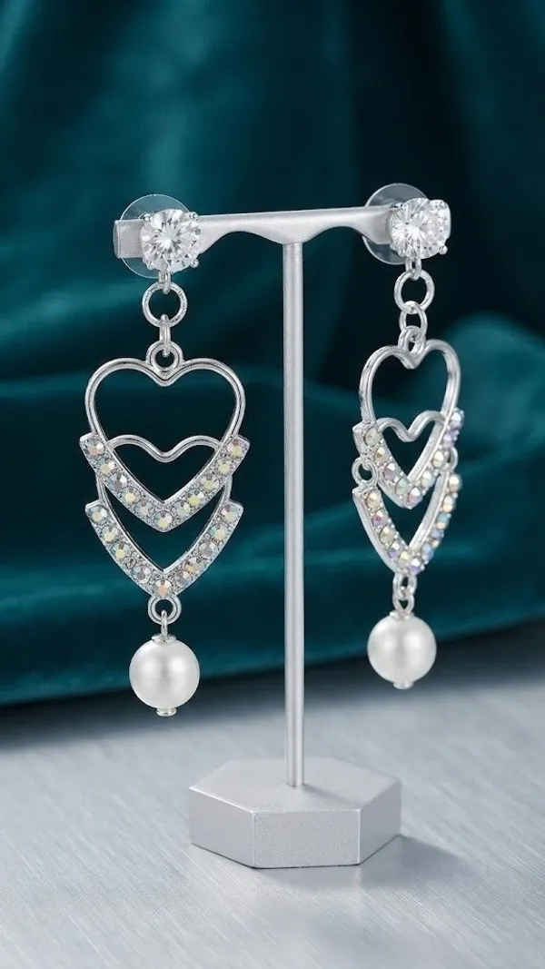 Silver-Tone_Rhinestone_Linked_Heart_Drop_Earrings_For_Women