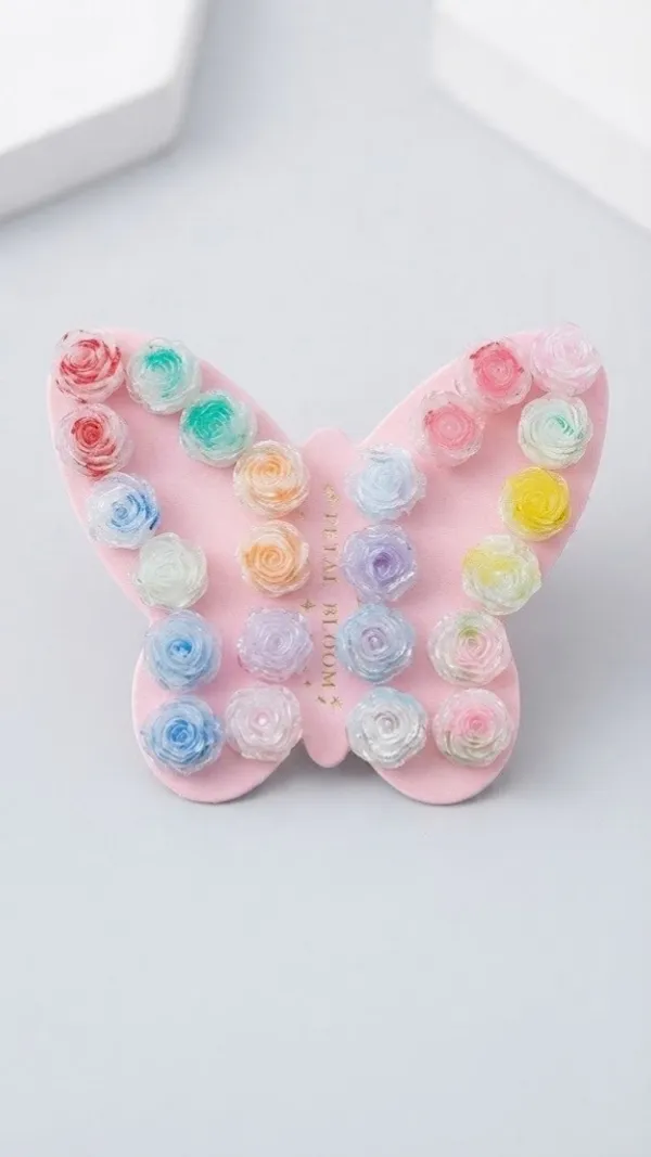 Pink_Fabric_Floral_Ear_Stud_Set_For_Women