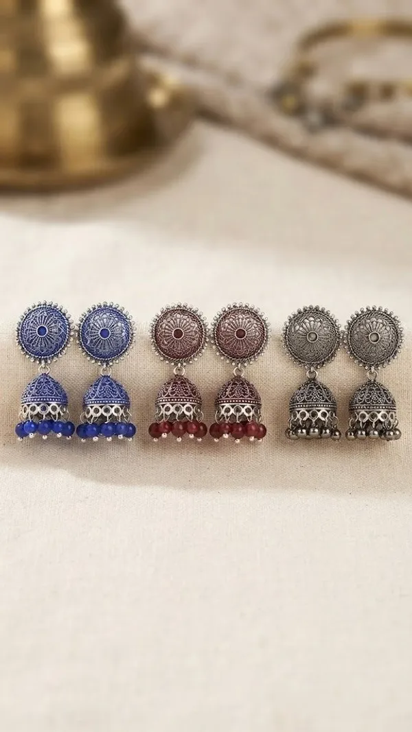 Blue_Maroon_And_Black_Oxidized_Jhumka_Earrings_for_Women