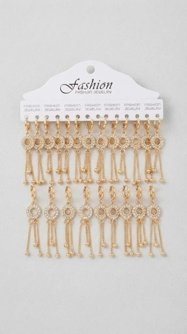 Gold-Tone_Circular_Chain_Dangler_Fashion_Earrings_Set_For_Women