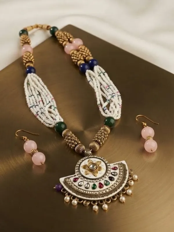 Multicolor_Beaded_Statement_Necklace_Set_For_Women